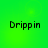 Four identical pixelated text instances of 'Drippin' arranged in a on a bright green gradient background