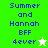 Pixelated text reads 'Summer and Hannah BFF 4ever' with a star symbol on green, white, and light green backgrounds.
