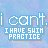 Pixelated text on a light blue gradient background reads "i cant. I HAVE SWIM PRACTICE" in white block letters.