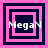 Four square display a sequence of nested pink and dark blue squares with the text 'MegaN' overlaid, each showing distinct layering changes