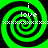 Green and black spiral pattern with repeated text "i love" and white pixelated lines across the image.