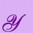 Two purple animated frames of a stylized 'Y' icon with a heart symbol on a light purple checkered background.
