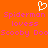 Pixelated orange background with white heart symbol above pink text reading "Spiderman lovess Scooby Doo" repeated twice.