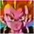 Pixelated image of a figure with pink-toned skin and dark hair against a multicolored background with orange, green, and blue hues.