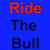 Blue background with 'Ride The Bull' text in black and red, transitioning to a white section showing partial Red Bull logo elements.
