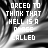 A black-and-white animated icon with repeating text 'FORCED TO THINK THAT HELL IS A PLACE CALLED' over a blurred background of what appears to be human figures.