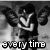 Black-and-white animated icon shows a winged figure with arms crossed, transitioning through text overlays and vertical lettering.