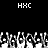 Black background with white 'HXC' text at top corners and a of pixelated grayscale figures below