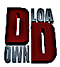 Animated sequence of red and gray text elements forming 'D', 'OWN', 'LOA' in various arrangements against white background.