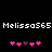 Pixelated text 'Melissa565' appears twice on a black background with pink and purple heart symbols below.