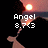 Pixelated sunset scene with a figure holding a microphone, text overlays change from 'Angel 8.7.03' to 'love you baby 8.7.07'