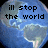 Pixelated globe with blue and white tones displays text split across two views: 'ill stop the world' on left, 'n melt wit u!' on right.