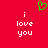 Red background with green pixelated heart above white text 'i love you' repeated twice in pixelated font.