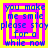 Four identical pixelated display blue text on a pink and yellow background with layered squares