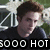 A person with brown hair in a dark shirt appears in a of four , with text reading "SOOO HOT" in the bottom-left