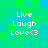 Pixelated green and blue background with white text "Live Laugh Love<3" repeated in four identical quadrants