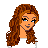 Pixelated 2x2 contact sheet of a cartoon character with long brown hair on white background, pink text blocks, and gray transparency area.
