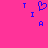 A static pixel art image with a bright pink background and blue text forming the word 'TIARA' around a heart symbol.