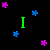 Green text 'Love' and 'Tony' repeated with pink and blue star shapes on black background, static image.