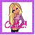 Pixelated character with long blonde hair, purple eyes, and pink striped top holding a pink hula hoop against a white background with purple border.