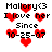Pixelated red hearts and text reading 'Mallory<3 I love her Since 10-25-07' appear in two with varying heart positions across frames