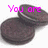 Animated sequence showing Oreo cookies with pink text reading "You are the cream inside my Oreo." on a white background.