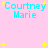 Pixelated text "Courtney Marie" in cyan with yellow stars on pink background, four identical copies arranged in two