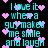 Pixelated cyan text on black background with pink heart symbols scattered throughout, repeating the phrase "I love it when a guy makes me smile and laugh".