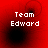 Red background with white pixelated text 'Team Edward' and four black circular shapes in different positions across the animation frames.