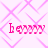 Four identical pink 'Beyyy' text icons arranged in a on a light purple geometric background with repeating diamond patterns