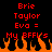 Red pixelated text on black background with orange flames at bottom, displaying 'Brie Taylor Eva = My BFFL's' in two identical vertical