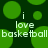 Green circular shapes on dark green background with white text reading 'i love basketball' repeated twice.