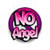 Circular pixelated icon with gradient purple and pink hues, featuring stylized text elements and a central white shape against a dark outline.