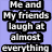 Three vertical display sequential text changes on a purple background with black-outlined white lettering