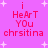 Pixelated pink text on a purple background with white stars, displaying "i HeArT YOU chrsitina" in two identical vertical