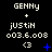 A static digital image displays repeated text elements with blue pixelated symbols on a black background.