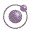 A circular icon with a large purple sphere at center and a smaller purple sphere orbiting it in a clockwise path