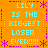 Pixelated orange background with cyan text repeating 'LILY IS THE BIGGEST LOSER EVER!!!!!' surrounded by purple asterisks and dotted lines.