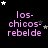Pixelated text 'los-chicos-rebelde' in pink on black background with white and gray stars, animated star positions across frames.