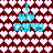 Pixelated text 'I IOV CAMY' in cyan on a red background with white heart pattern, animated to shift position across frames.