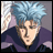 A pixelated anime-style character with spiky light blue hair and a purple outfit appears on the left side of a contact sheet, while the right side displays stylized text "Anime IM" above smaller text "COM" against a black background.