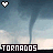 Pixelated tornado image with heart icons above and 'TORNADOS' text below, showing color variation in the second frame.