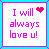 Static pixel art icon with pink text and heart symbol inside a cyan border on white background.