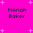 Bright pink background with scattered white plus-shaped stars; four identical text blocks reading 'Moriah Baker' in dark green pixelated font arranged in a