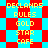 Pixelated text in yellow reads DECLARS RULES GOLD STAR CAFE over red and cyan checkered background with diamond pattern.