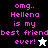 Pixelated text reads 'omg.. Hellena is my best friend ever!' with a white star icon on black background and a black star icon on light background.