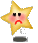 Two pixelated yellow star-shaped figures with pink cheeks and red downturned mouths stand against a gray background, each casting a dark shadow.