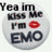 Four circular silver-toned icons with black text and red lips, arranged in a showing sequential changes to surrounding text