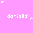 Pixelated pink background with white text 'danielle' repeated in a , surrounded by white and light pink stars