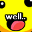 Yellow cartoon character with black circular eyes and red mouth parts, displaying sequential text phrases on black rectangular backgrounds.
